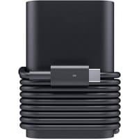 Black Dell 65W AC adapter with coiled cable and USB-C connector.