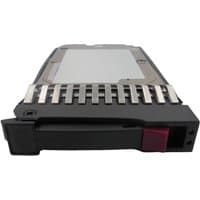 Black and silver 2.5in SAS HDD in hot swap caddy with visible metal connectors and red latch.