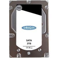 Origin Storage 3TB 3.5in SATA hard drive with silver casing, black and white label, and blue Origin logo.