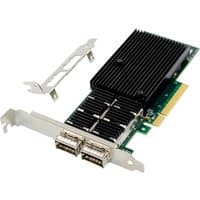 Network interface card with black heatsink, dual ports, and PCIe 3.0 connector by Origin Storage.