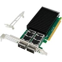 Origin Storage ConnectX-5 NIC with black heatsink, green circuit board, and multiple silver ports.