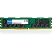 Green Origin Storage 64GB DDR4 RDIMM with black chips, white label, and gold connector edge.