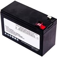 Black Origin Storage UPS battery cartridge RBC17 with white label and red connector.