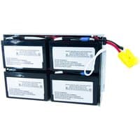 Black Origin Storage UPS battery cartridge RBC24 with four battery cells and red, black, and yellow wiring.