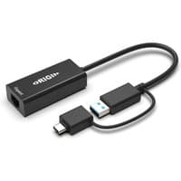 Black Origin Storage USB-C to USB3.0 adapter with short cable and USB-C male to USB3.0 female connection.