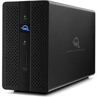 Black OWC Mercury Elite Pro Dock HDD/SSD enclosure with perforated sides and logo, suitable for 2.5/3.5" drives.