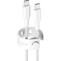 Silver white PanzerGlass USB-C to USB-C cable, 1.2M, braided texture, with adjustable strap, USB 2.0, 240W.