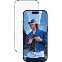 PanzerGlass screen protector for iPhone 17/16 Pro, ultra-wide fit, transparent with EasyAligner tool.