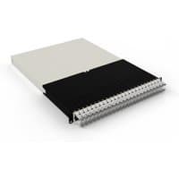White PATCHBOX .one 30RU STP with black retractable cables and organized ports for network management.