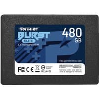 Black Patriot Memory Burst Elite 480 GB 2.5" SATA III SSD with blue label and white text.