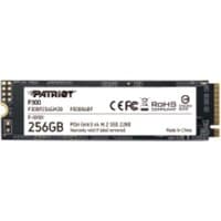 Black Patriot Memory P300 256GB M.2 PCIe SSD with gold connector and white labeling.