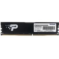 Black Patriot Memory 8GB RAM module with white label and logo, gold connectors, model PSD48G320081.