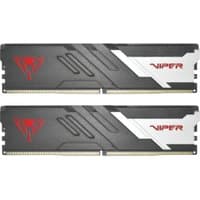 Black and silver Patriot Memory Viper Venom RAM modules with red Viper logo and white accents, 32GB total capacity.