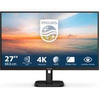 Philips 27-inch monitor, 4K resolution, slim black bezel, wide viewing angle, HDR, flicker-free, low blue light mode.