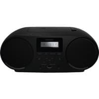 Black Philips TAZ5000/10 portable CD player with dual speakers, digital display, and control buttons on the front.