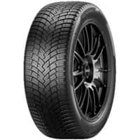 Pirelli Powergy All Season tire, 195/65 R15 95V XL, black tread with intricate pattern, sleek black alloy wheel.