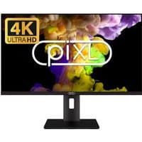 Black piXL 28" 4K widescreen monitor with thin bezel, vibrant display, and piXL logo on screen.