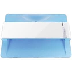 Plustek EPhoto Z300 scanner in blue and white, featuring a sleek design, A4 scanning capability, and 600 x 600 DPI resolution for high-quality photo digitization.