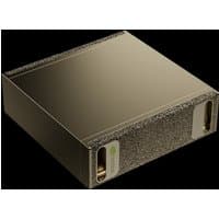 Gold PNY NVIDIA DGX Spark server with textured surface, compact design, and front panel ports.