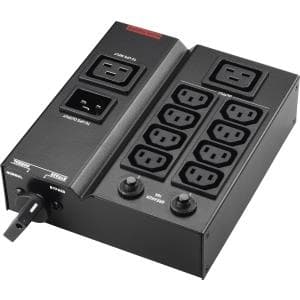 PowerWalker MBS/PDU IEC 1-3kVA Power Distribution Unit in black, featuring 9 AC outlets, a power switch, and LED indicators for power status.