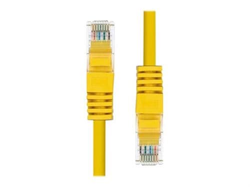 Yellow ProXtend CAT5e U/UTP copper PVC Ethernet cable, 30CM long, featuring clear plastic connectors with visible wiring inside.