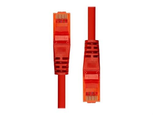 Red ProXtend CAT6 U/UTP CCA PVC Ethernet cable, 10 meters long, featuring clear connectors with gold-plated pins for enhanced connectivity.