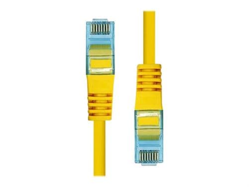 Bright yellow ProXtend CAT6A U/UTP CU LSZH Ethernet cable, 3 meters long, featuring clear plastic connectors with gold pins on both ends.