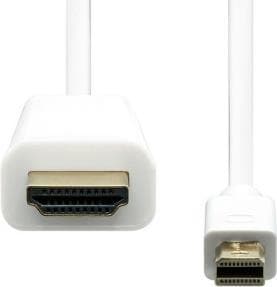 White ProXtend MDP-HDMI-002W video cable adapter featuring a Mini DisplayPort connector on one end and an HDMI connector on the other, designed for high-quality video output.