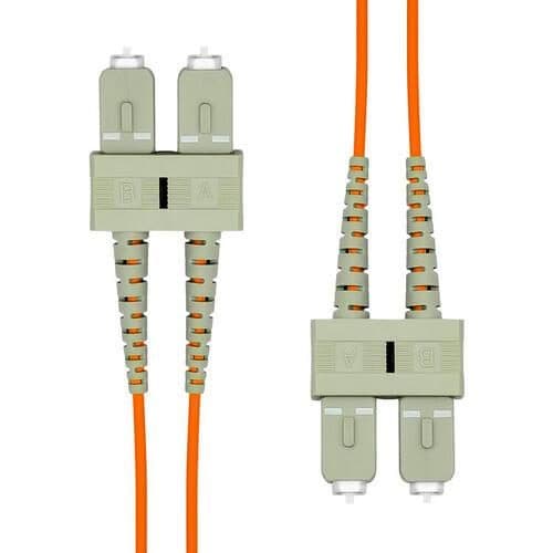 ProXtend SC-SC UPC OM2 Duplex MM Fiber Cable, 7M long, features orange cables with gray connectors, labeled A and B, designed for high-speed data transmission.