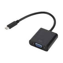 Black adapter with a short cable, featuring a male connector on one end and a VGA port on the other, designed for connecting devices to VGA displays.