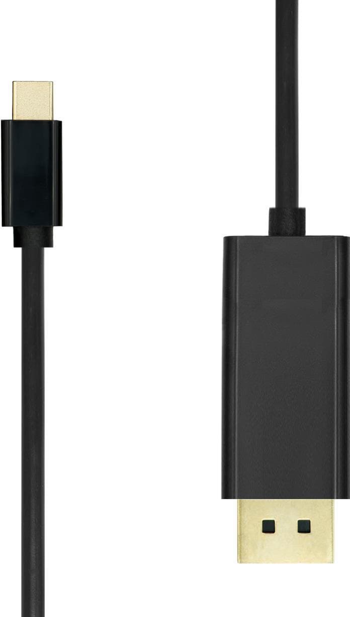 Black 0.5 m USB Type-C to DisplayPort video cable adapter with a gold-plated connector on one end and a rectangular housing on the other, designed for high-quality video output.
