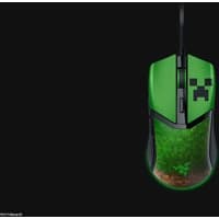 Green and black Razer Cobra gaming mouse with Creeper design, right-hand ergonomic shape, and 8500 DPI optical sensor.