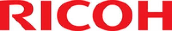 Red "RICOH" logo on a white background, indicating the product is Ricoh 414859/TYPE T Staples, suitable for 5,000 pages in Ricoh Aficio MP C 2003/2051 printers.