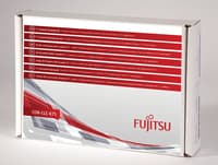 White box with red and silver accents, labeled "Ricoh F1 Scanner Cleaning Kit" by Fujitsu, featuring a detailed list of contents on the front.