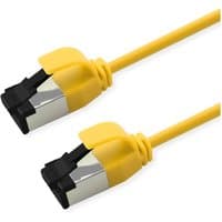Yellow Roline Cat8.1 networking cable, 0.3m, with S/FTP shielding and black, silver connectors.