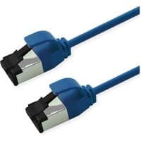 Blue Roline Cat8.1 networking cable, 1.5 m, S/FTP, with metallic connectors and blue protective boots.