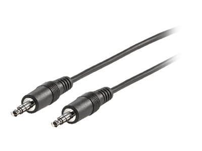 Black 3.5mm male-to-male audio cable, 10 meters long, featuring durable connectors with ribbed grips for secure handling.