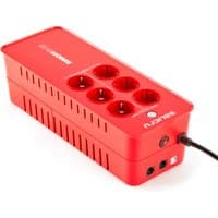 Red Salicru SPS 650 HOME UPS with six outlets, vented sides, and power cable.