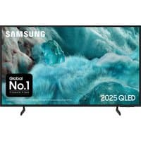 Samsung 2025 Q7F 55" 4K QLED HDR Smart TV with thin black bezel, vibrant ocean wave display.