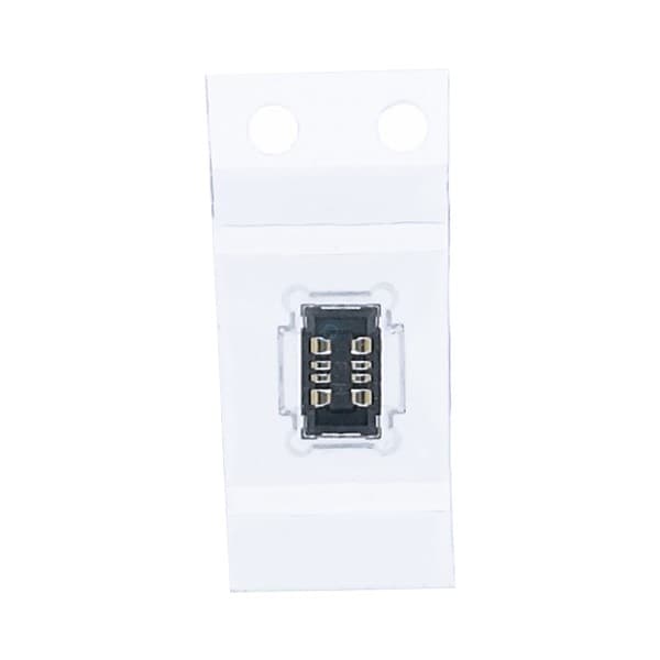 Black metallic Samsung 3710-004008 mobile phone spare part, featuring a compact design with six gold contact points, packaged in a clear plastic sleeve.