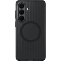 Black Samsung phone case with textured back, circular MagSafe design, and precise camera cutouts for 6.7-inch device.