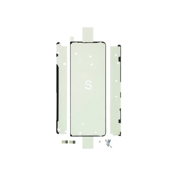 Samsung F926 Z Fold3 adhesive sticker in a light green color, featuring cutouts for device components, with a smooth finish and small adhesive tabs for application.