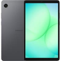 Grey Samsung Galaxy Tab A11 tablet, 8.7-inch display, slim bezels, rear camera, sleek design.