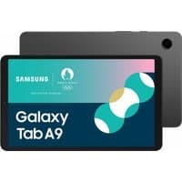 Samsung Galaxy Tab A9, black, with 22.1 cm display, rear camera, and sleek design.