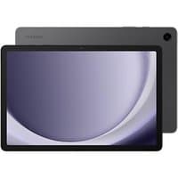 Graphite Samsung Galaxy Tab A9+ 5G with 11" display, slim bezels, rear camera, and sleek design.