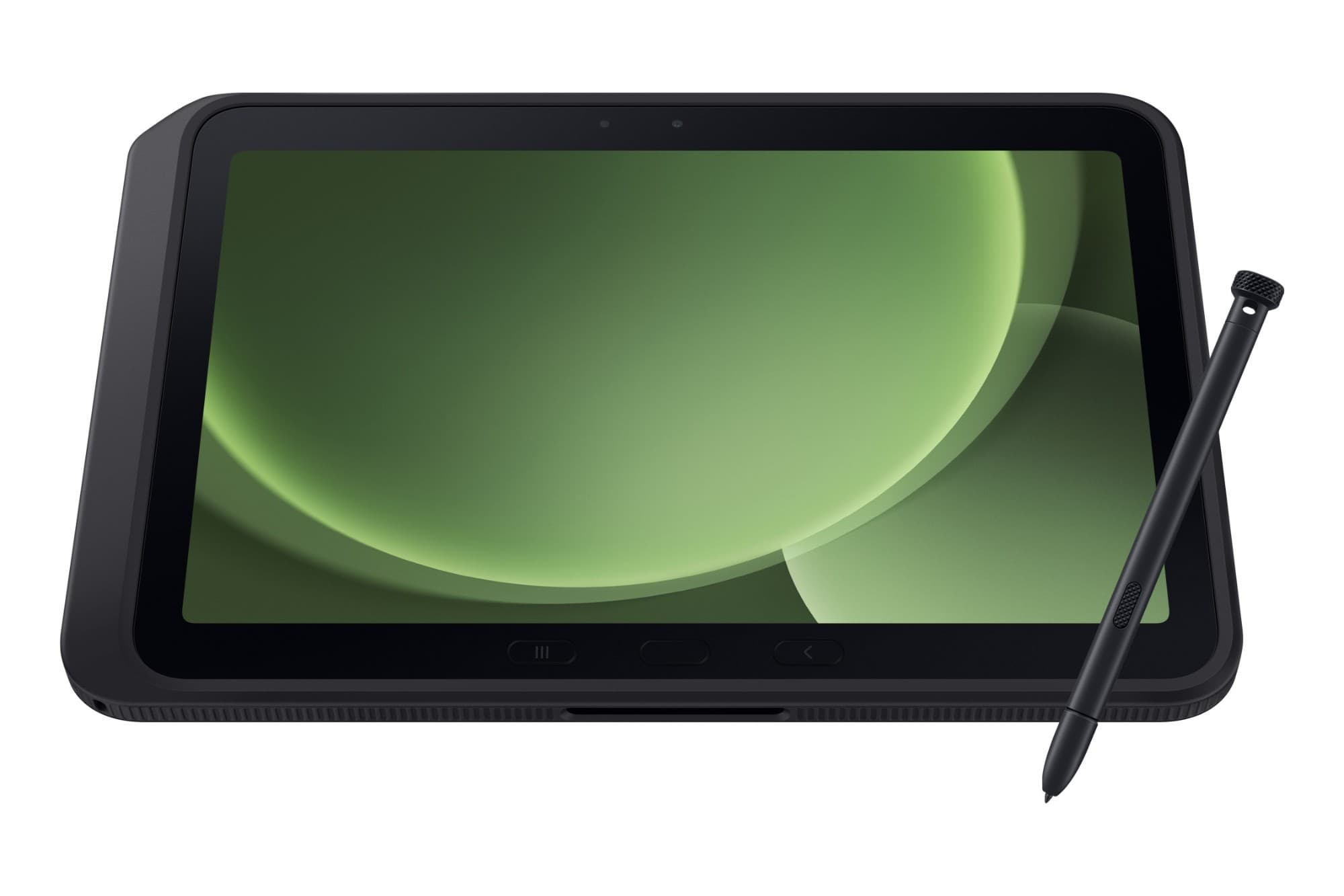 Samsung Galaxy Tab Active5 Pro in black, featuring a 25.6-inch display, rugged design, 5G connectivity, Snapdragon processor, and includes a stylus.