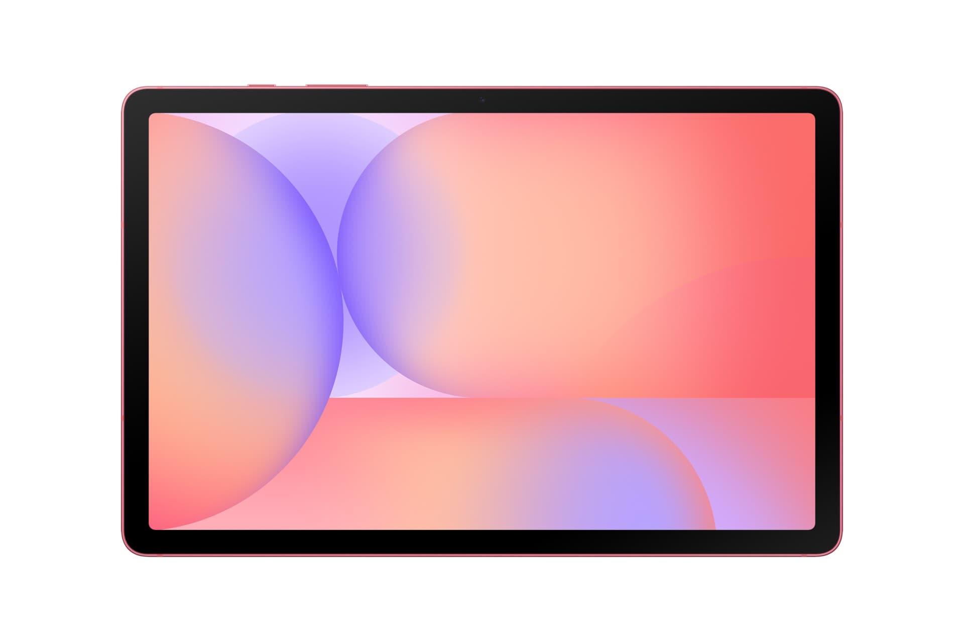 Samsung Galaxy Tab S10 Lite in a sleek design featuring a vibrant pink and purple gradient display, with a slim black bezel and a smooth glass surface.