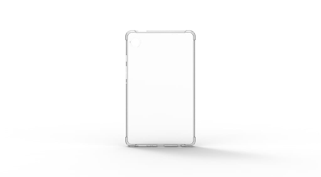 Transparent tablet case for Samsung, designed for 22.1 cm (8.7") devices, featuring a slim profile and precise cutouts for buttons and ports.