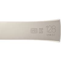 Samsung MUF-128BE USB flash drive, silver, 128 GB, USB Type-A 3.2 Gen 1, sleek design with engraved capacity details.