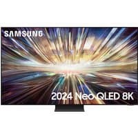 Samsung QE85QN800D 85" Neo QLED 8K HDR Smart TV with sleek black frame and vibrant display showing dynamic colors